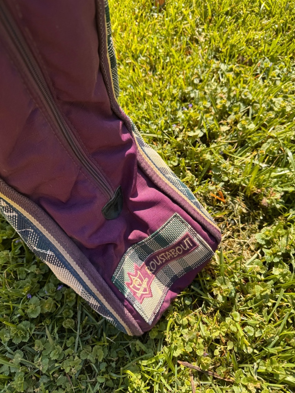 Kensington Burgundy Plaid Equestrian Boot Bag - Picture 2 of 2